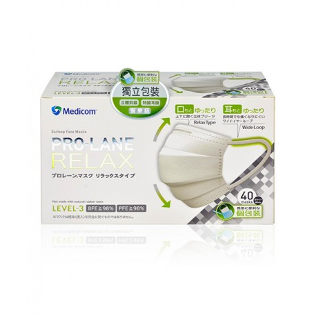Medicom Prolane Relax ASTM Level 3 成人醫用耳掛口罩(獨立包裝40個)